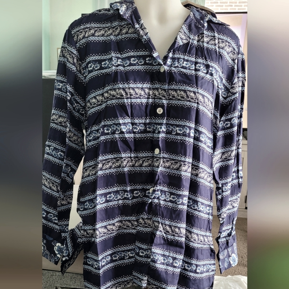 Pendleton Nwt Shell Seekers 55 Lnavy Blue Pattern… - image 1